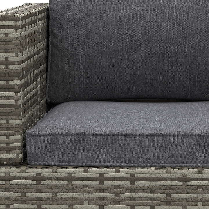 Outdoor Patio Furniture Single Rattan Sofa Chair Padded Cushion All Weather for Garden Poolside Balcony Deep Grey