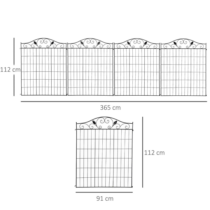 Garden Decorative Fence 4 Panels 44in x 12ft Metal Wire Landscape Border Edging