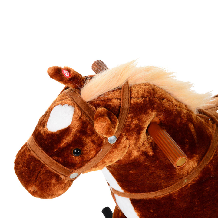 Kids Plush Ride On Walking Horse W/Sound-Brown