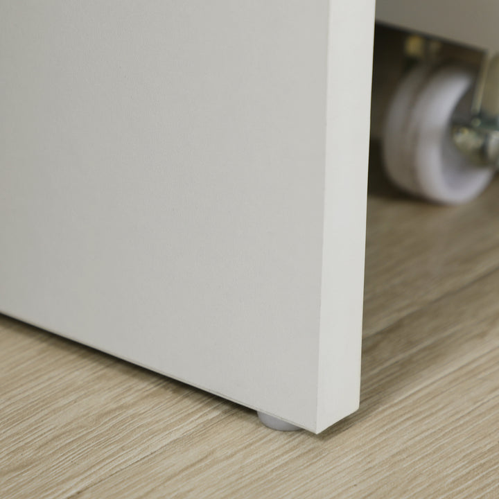 Computer Desk, Home Office Desk with Lockable Drawer, Storage Shelf for Study Bedroom, 110 x 50 x 76 cm, White