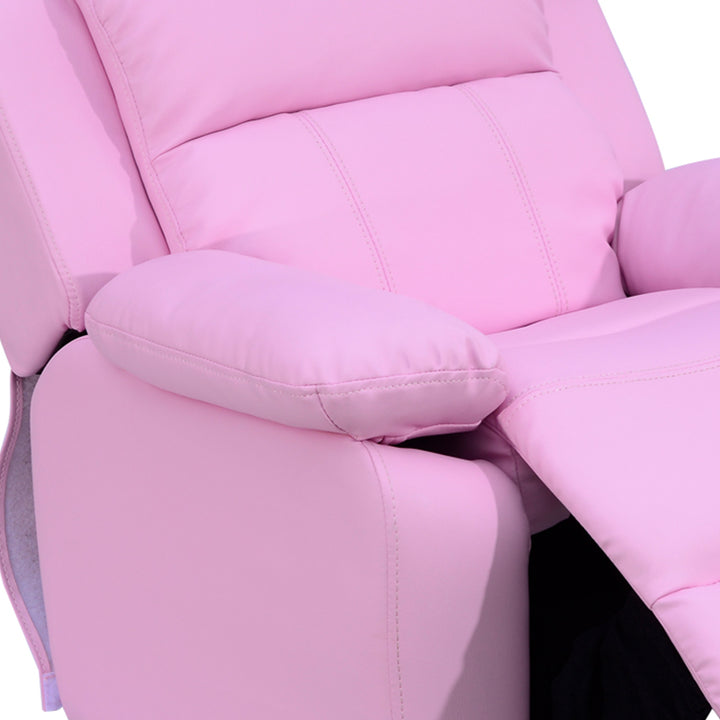 Kids Children Recliner Lounger Armchair Games Chair Sofa Seat PU Leather Look w/ Storage Space on Arms (Pink)