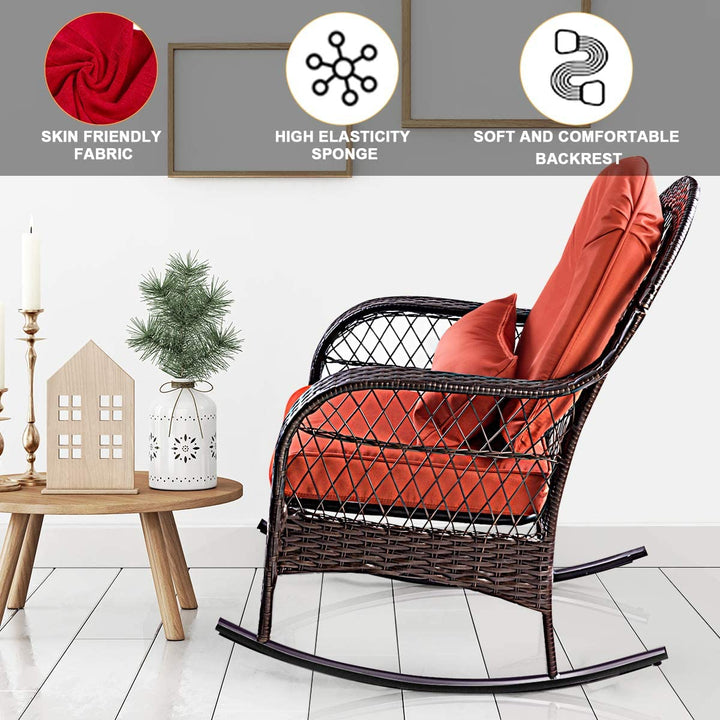 Rattan Rocking Chair with Cushions