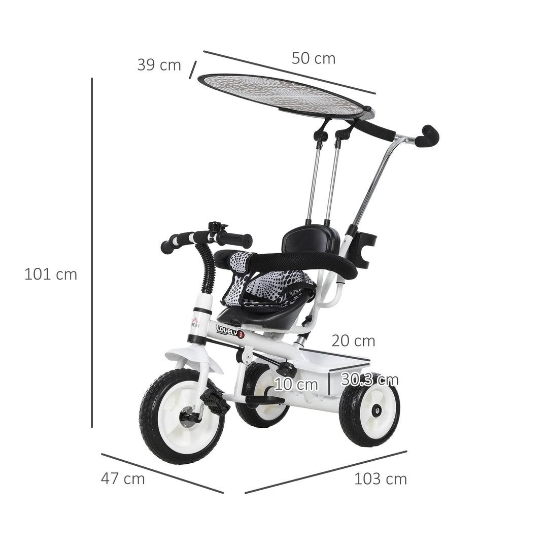 Baby Tricycle W/Handle-White/Black