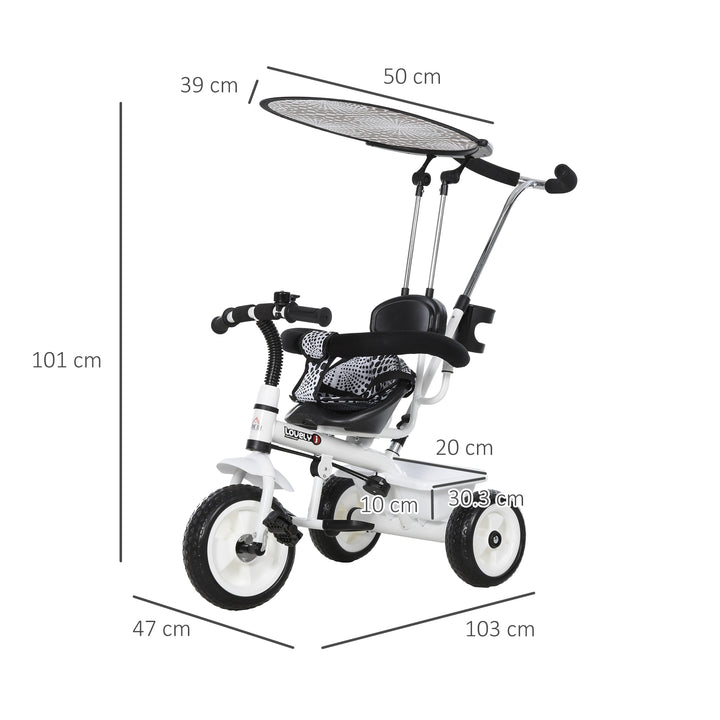 Baby Tricycle W/Handle-White/Black