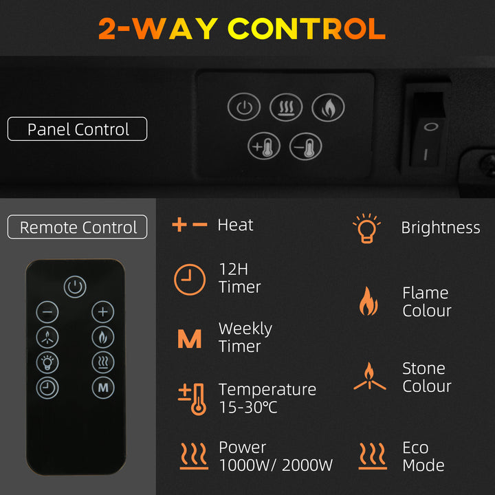 Electric Fireplace w/ Remote Control, Timer- White