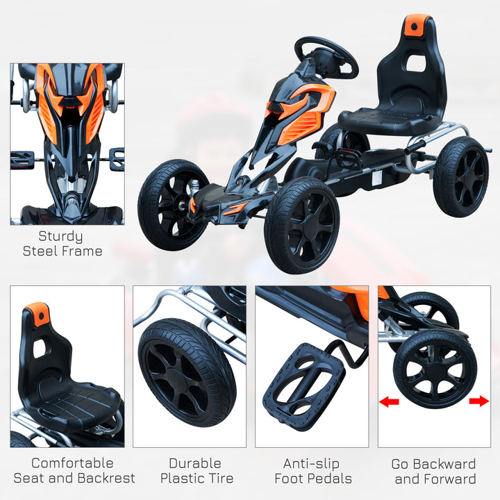 Kids Ride On Pedal Go Kart Indoor Outdoor Sports Toy Braking System