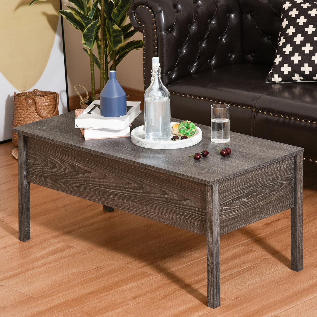Modern Lift Top Coffee Table with Storage Compartment Convertible Tea Desk Floating Retractable Table Home Office Living Room Furniture Tan