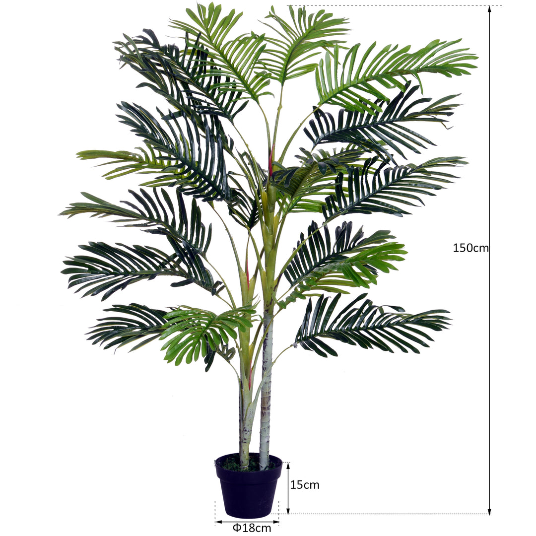 150cm(5ft)  Artificial Palm Tree Decorative Indoor Faux Green Plant w/Leaves Home Décor Tropical Potted Home Office