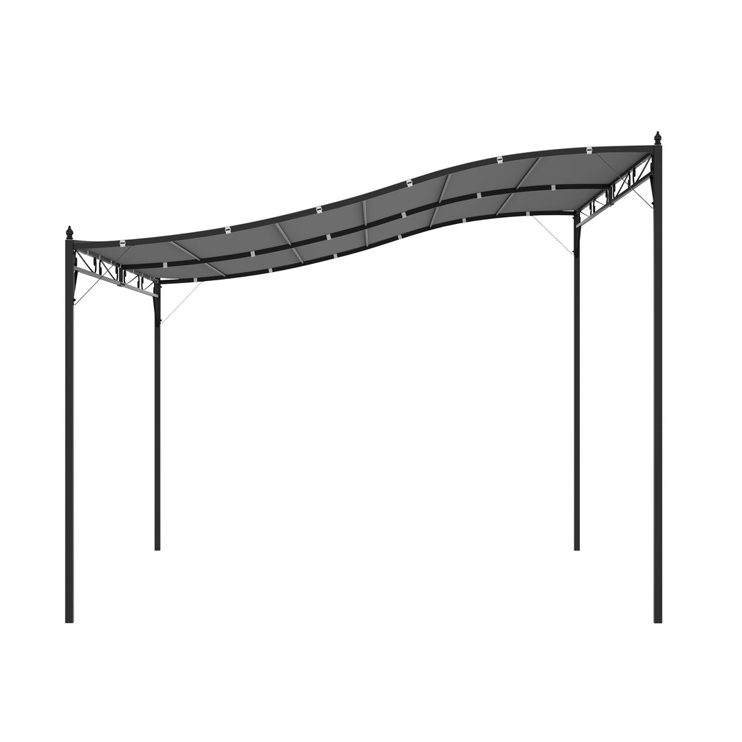 Outsunny 4 x 3 Meters Canopy Metal Wall Gazebo Awning Garden Marquee Shelter Door Porch - Grey