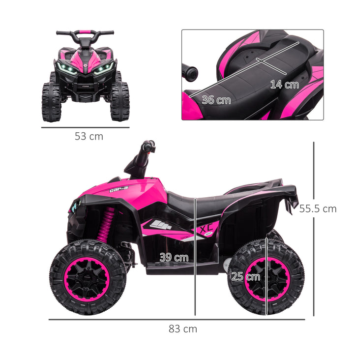 12V Quad Bike with Forward Reverse Functions, Ride on Car ATV Toy with High/Low Speed, Slow Start, Suspension System, Horn, Music, Pink