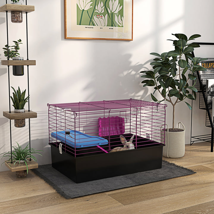 Chinchillas Small Rabbit Guinea Pig Small Animal Cage Pet Playhouse with Platform Ramp, 71 x 46 x 47 cm