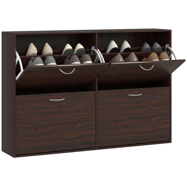 Wooden Shoes Cabinet Multi Flip Down Shelf Drawer Organizer - Dark Brown