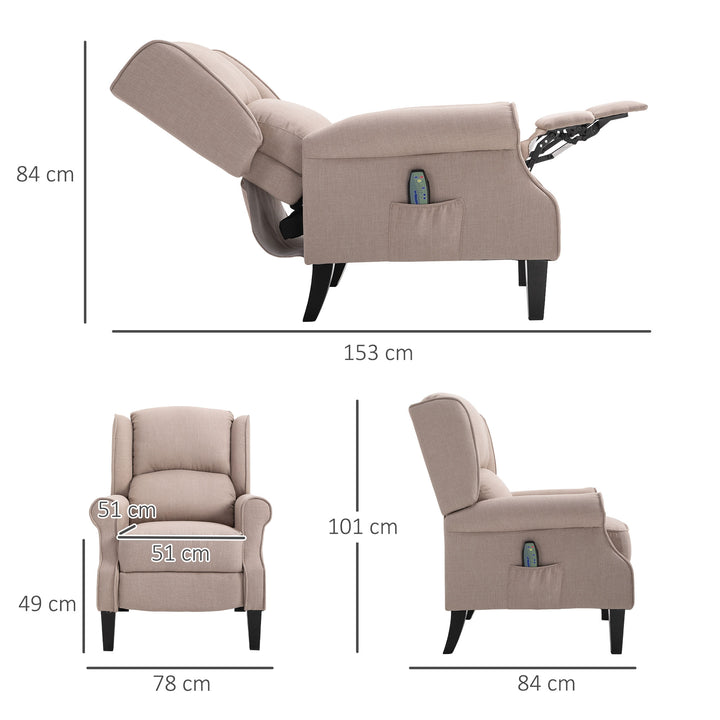 Linen Heated Reclining Massage Armchair w/ Footrest Beige