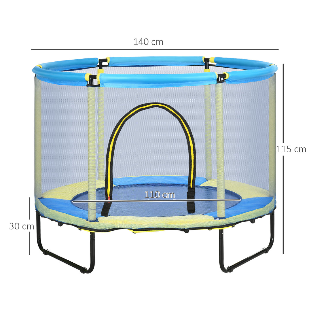 140 cm Kids Trampoline Indoor Bouncer Jumper with Security Enclosure Net, Bungee Gym for Children 1-6 Years Old, Blue