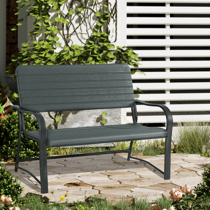 2 Seater Garden Bench Double Chair Outdoor Love Chair Patio Furniture. - Dark Green