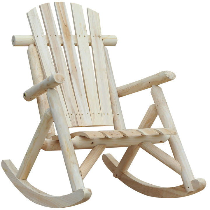 Adirondack Chair Cedar Wood Ergonomic Rocking Chair Porch Rocker Garden Traditional - Burlywood