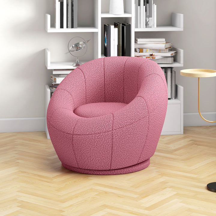 Modern Accent Chair, Swivel Upholstered Armchair-Pink