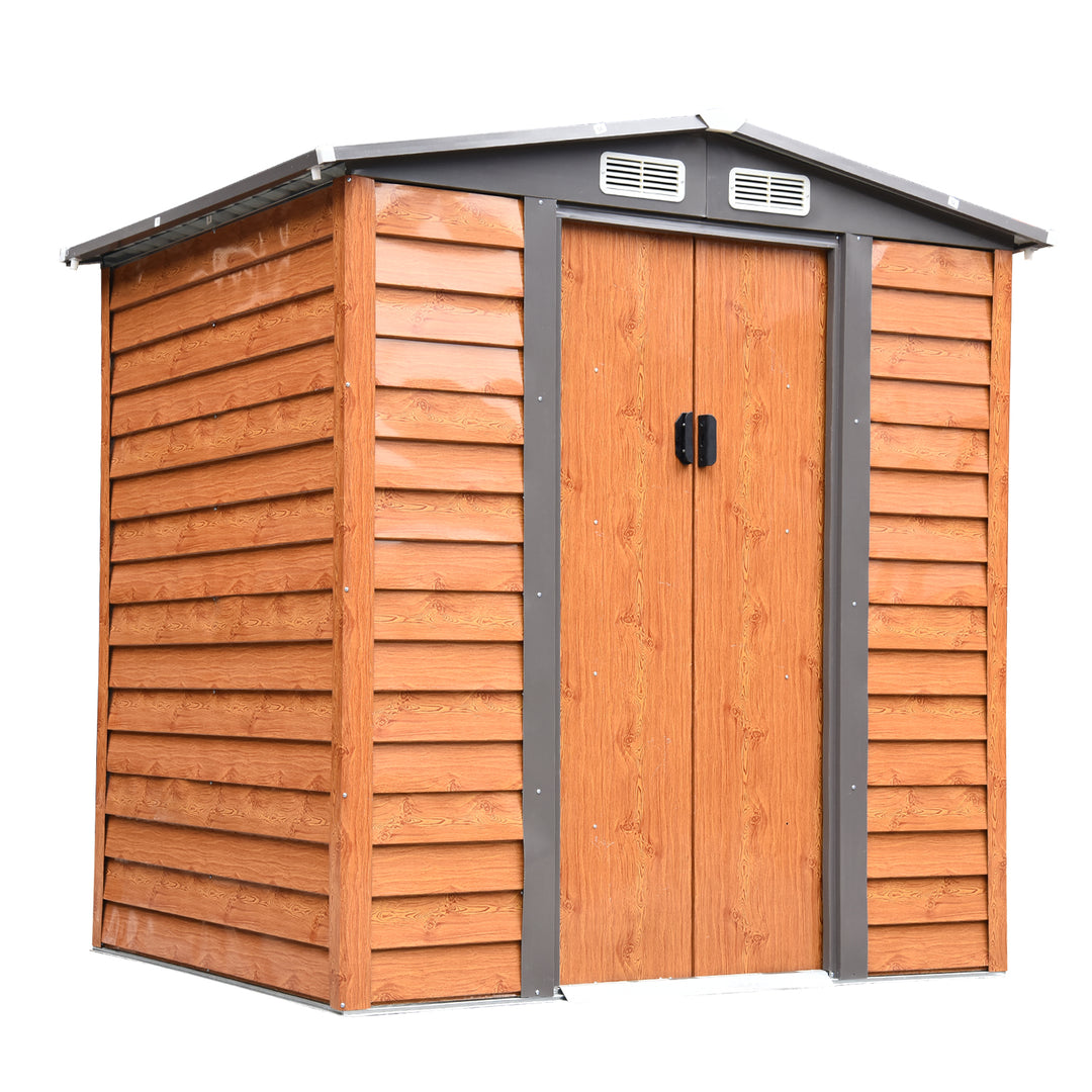 6 x 5 ft Garden Storage Shed Apex Store for Gardening Tool with Foundation and Ventilation, Brown