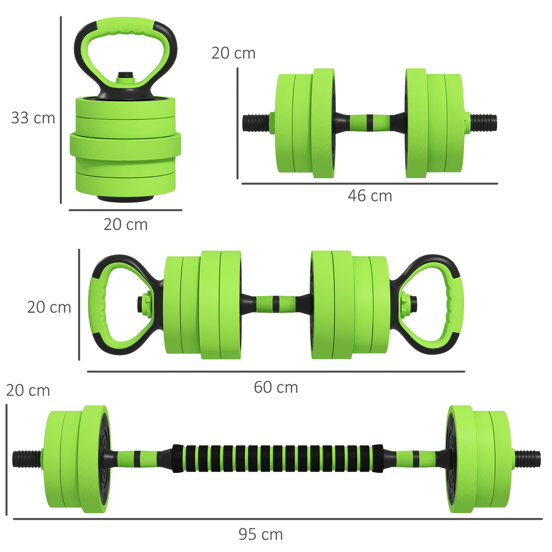 4-in-1 Adjustable Weight Dumbbells Set, Used as Barbell, Kettlebell, Push up Stand, Free Weights Set for Home Gym Training, 20KG