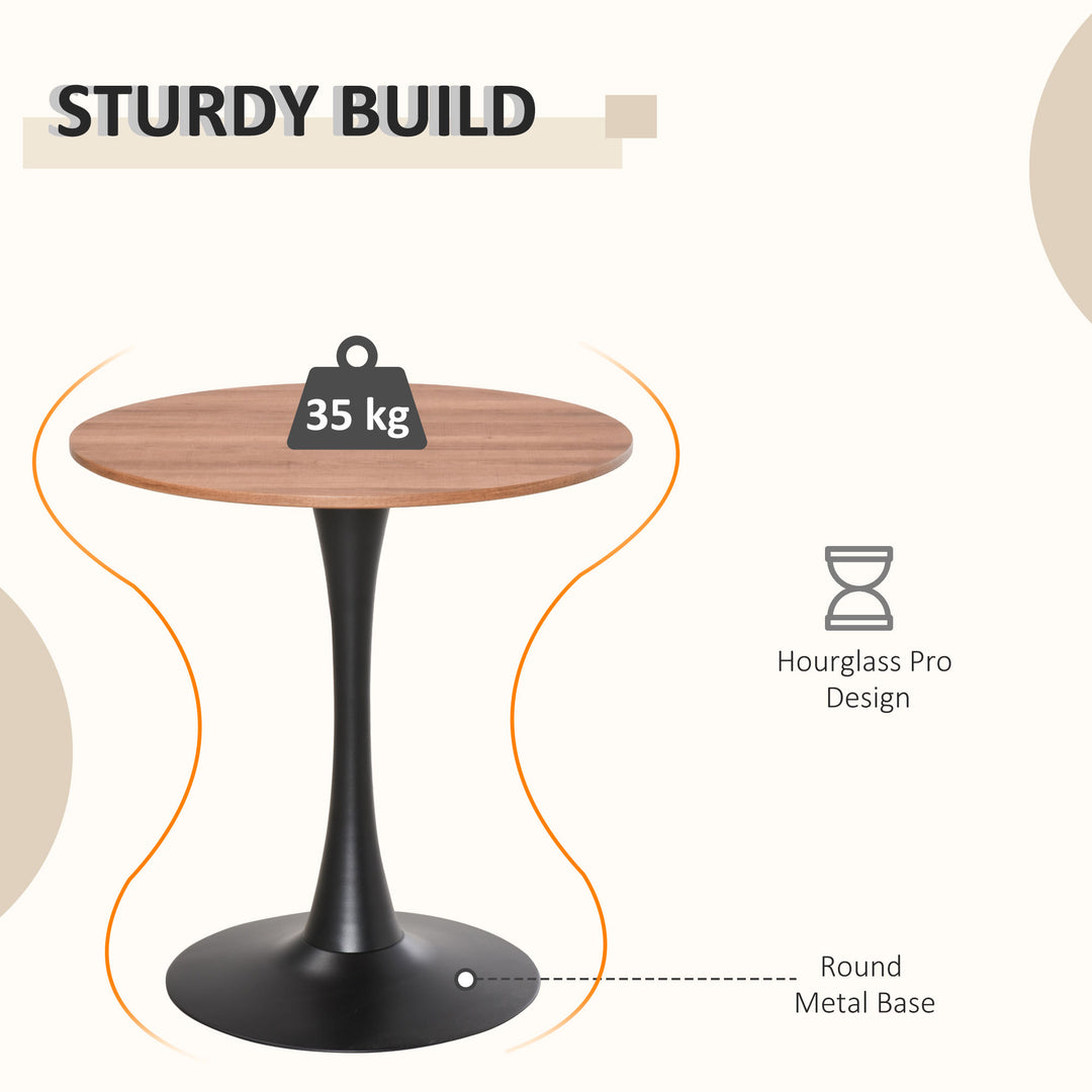 Modern Round Dining Table Leisure Coffee Bistro Table with Metal Base for Kitchen &amp; Dining Room Brown