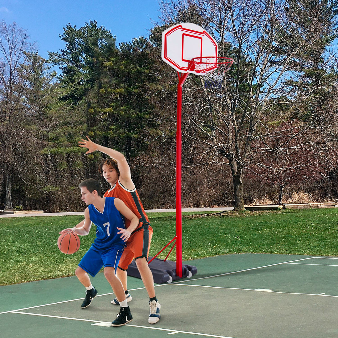 Steel Basketball Stand Height Adjustable Hoop Backboard Red