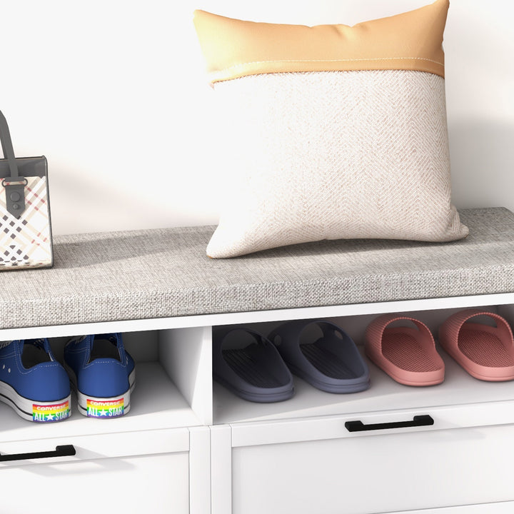 Shoe Bench with Removable Cushion, Shoe Storage Bench with Padded Seat