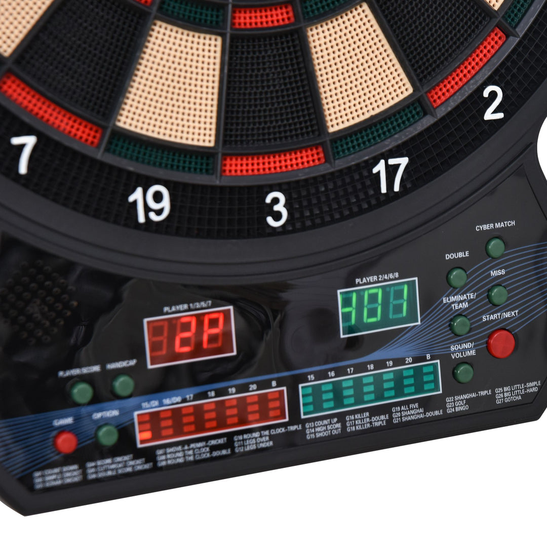 LED Dartboard Electronic Scoreboard 8 Players 27 Games Family Fun w/ 12 Darts 30 Heads Home Office Classic Game