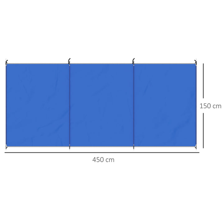 Camping Windbreak with Carry Bag and Steel Poles, Privacy Wall, 450cm x 150cm