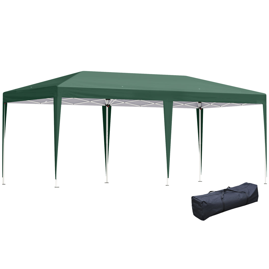Outsunny Pop Up Gazebo, Double Roof Foldable Canopy Tent, Wedding Awning Canopy w/ Carrying Bag, 6 m x 3 m x 2.65 m, Green