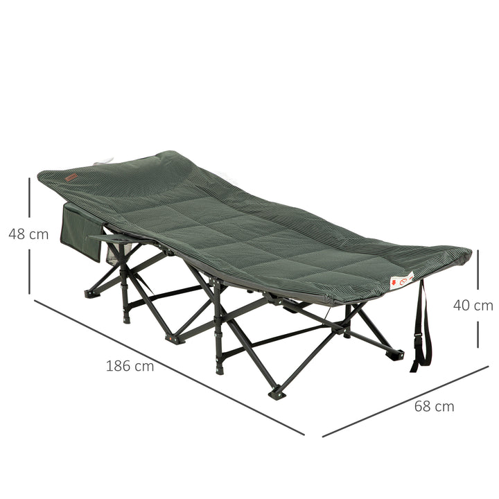 Foldable Sun Lounger, Padded Patio Camping Bed with Maximum 170° Lying Down Angle & Carry Bag, Magazine Bag, Cup Holder for Outdoor, Grey