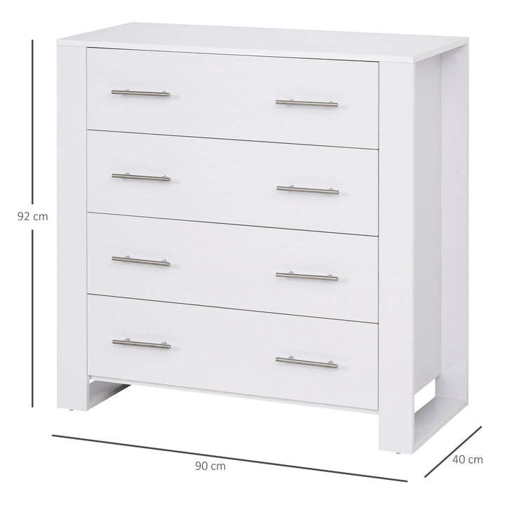 HOMCOM Particle Board 4-Drawer Bedroom Cabinet White