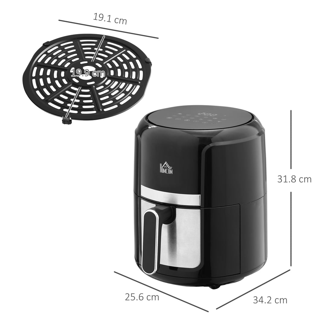 HOMCOM Air Fryers, 1300W 4L Air Fryers Oven with Rapid Air Circulation, Adjustable Temperature, Timer and Nonstick Basket for Cooking, Black