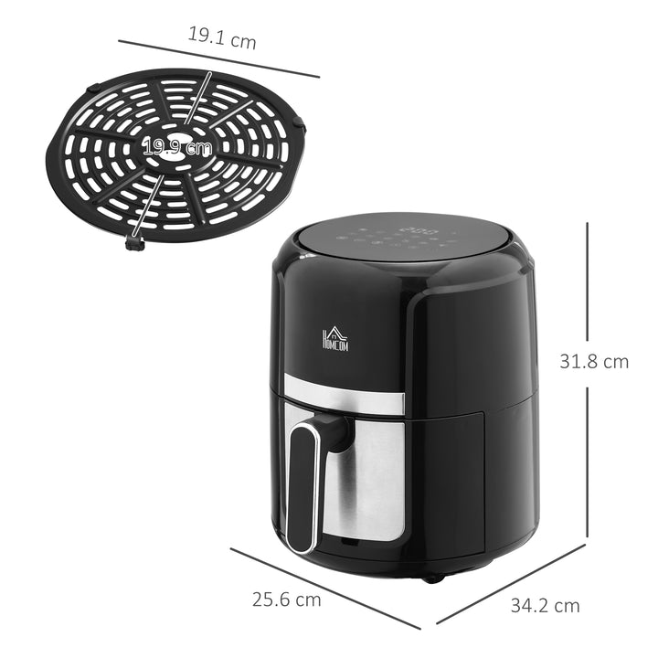 HOMCOM Air Fryers, 1300W 4L Air Fryers Oven with Rapid Air Circulation, Adjustable Temperature, Timer and Nonstick Basket for Cooking, Black