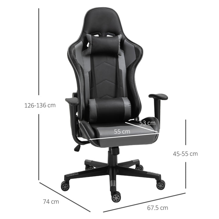 Vinsetto High Back Racing Gaming Chair Reclining 360° Swivel Rocking Height Adjustable with Pillow and Build-in Lumbar Home Black PU Leather