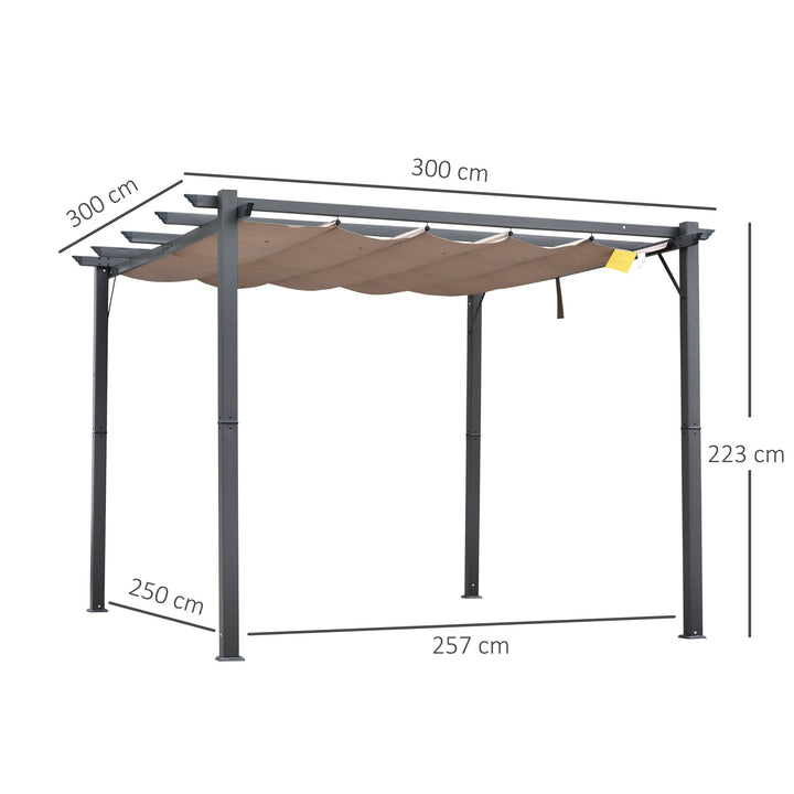 Outsunny 3 X 3 Meter Aluminium Pergola Canopy Gazebo Awning Outdoor Garden Sun Shade Shelter Marquee Party BBQ