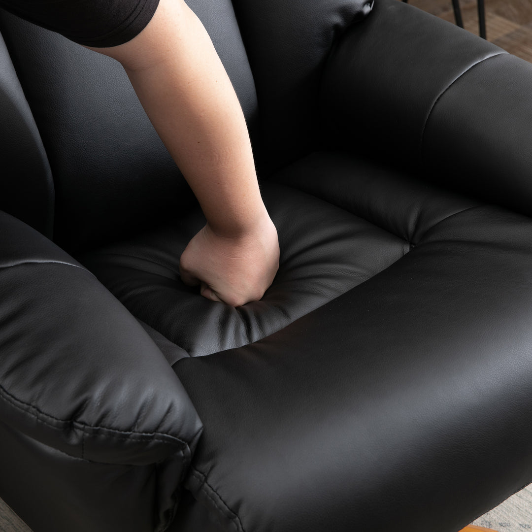 Massage Sofa Armchair Chair PU Leather with Footrest Stool - Black