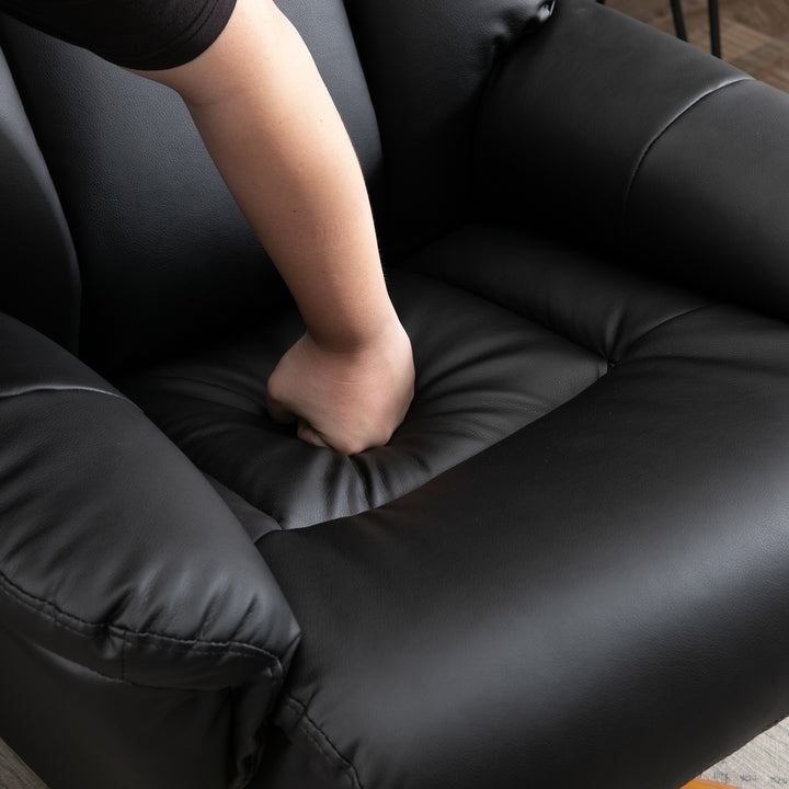 Massage Sofa Armchair Chair PU Leather with Footrest Stool - Black