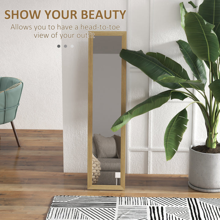 Rustic Full Length Mirror, Hanging and Freestanding Floor Mirror, Farmhouse Decorative Wall Mirror, for Living Room, Bedroom, 155 cm, Natural