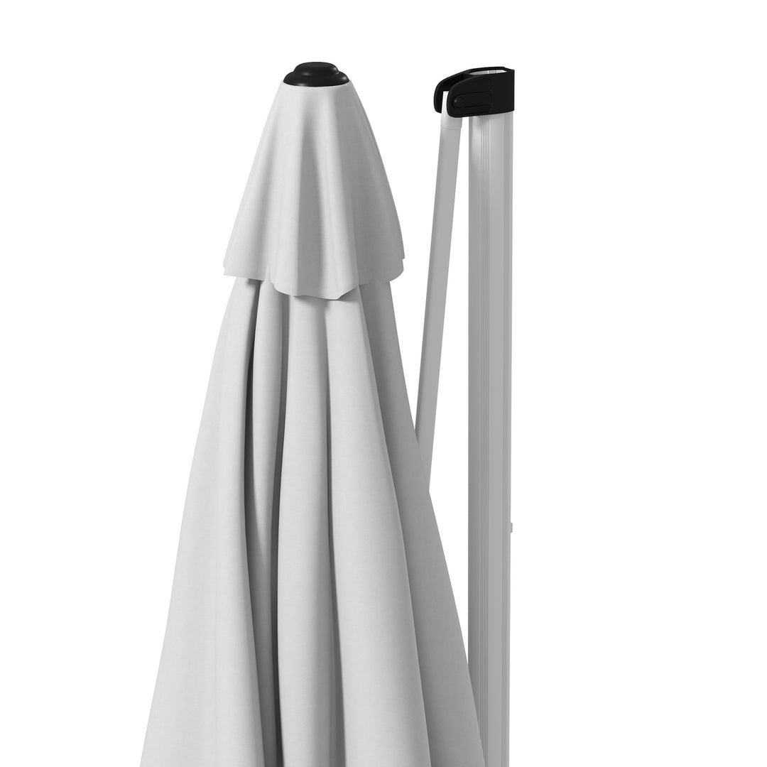 3m Cantilever Roma Parasol Aluminium Frame 360 Rotation Hanging Parasol with/ Cross Base White