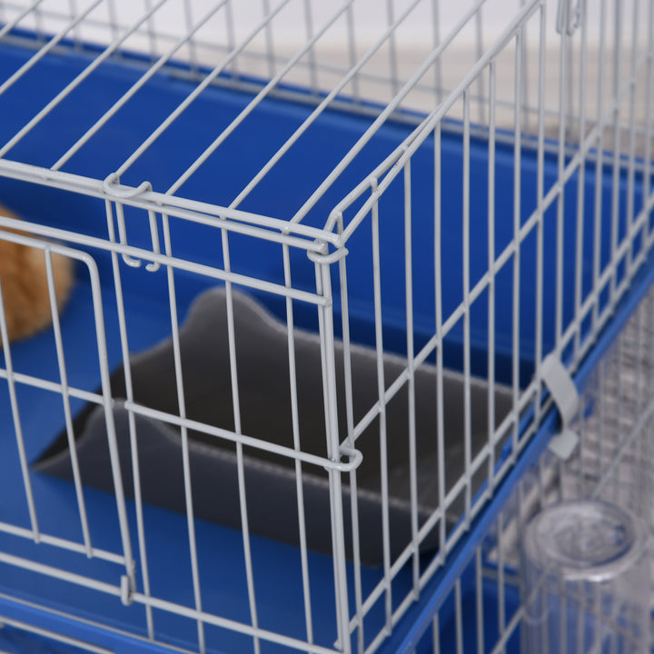 PawHut Metal 2-Tier Small Animal Cage Blue