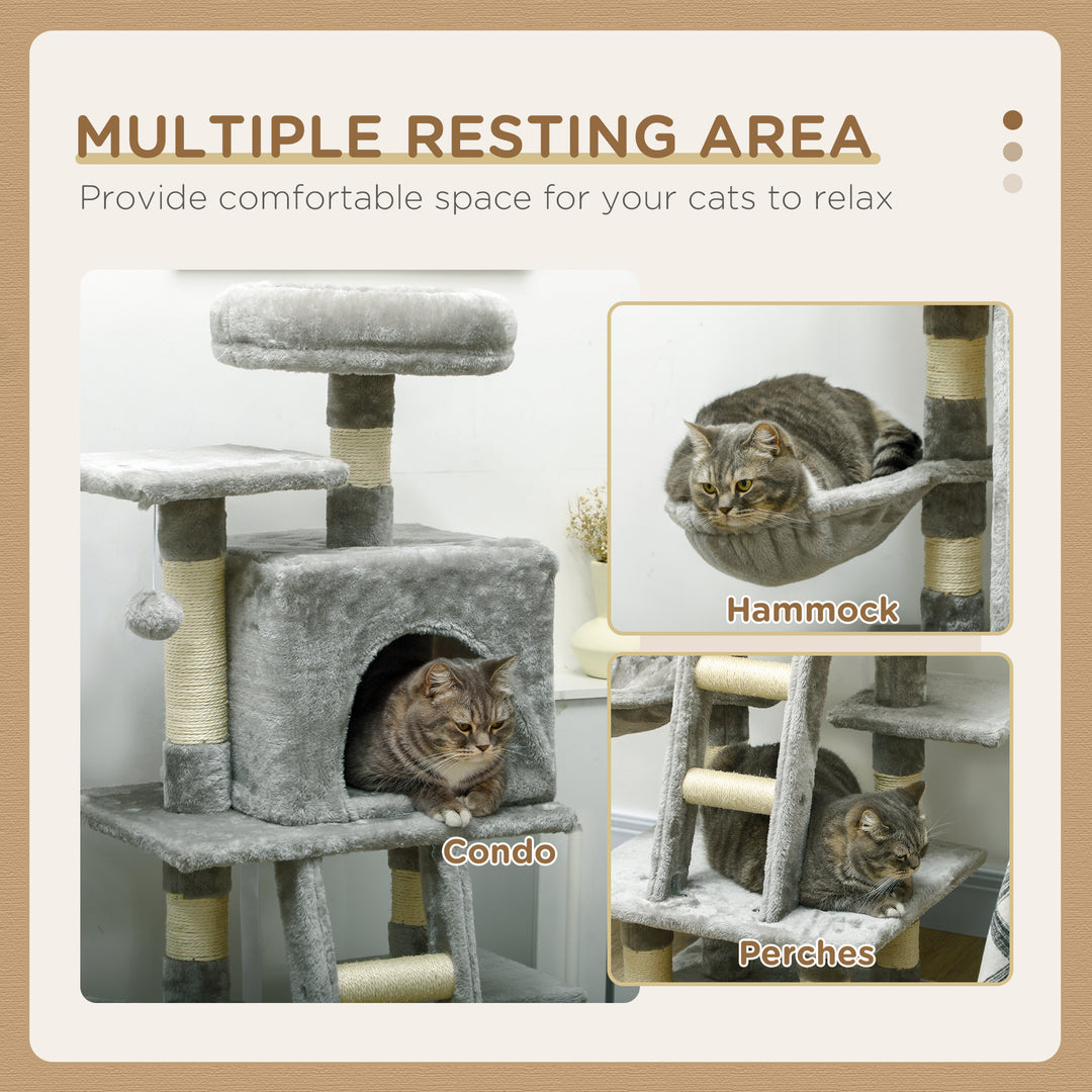 Plush Cat Tree with Sisal Scratching Post - Light Gray