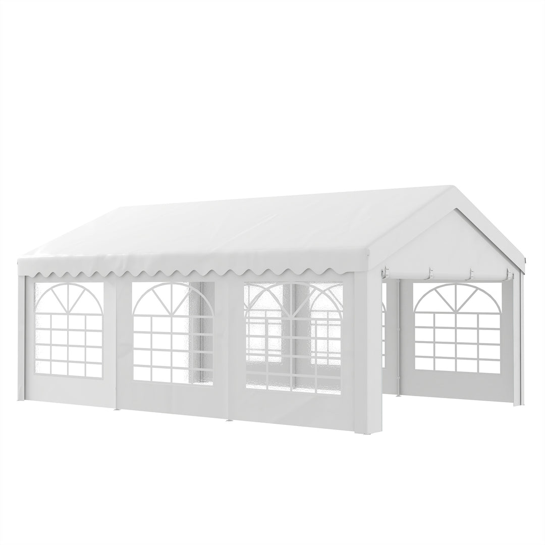 Outsunny 6m x 4 mParty Tents Portable Carport Shelter w/ Removable Sidewalls & Doors Party Tent Shelter Car Canopy