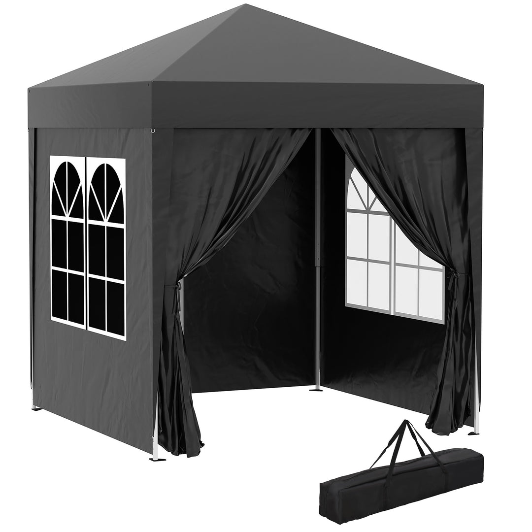 2x2m Garden Pop Up Gazebo Shelter Canopy w/ Removable Walls and Carrying Bag for Party and Camping, Black