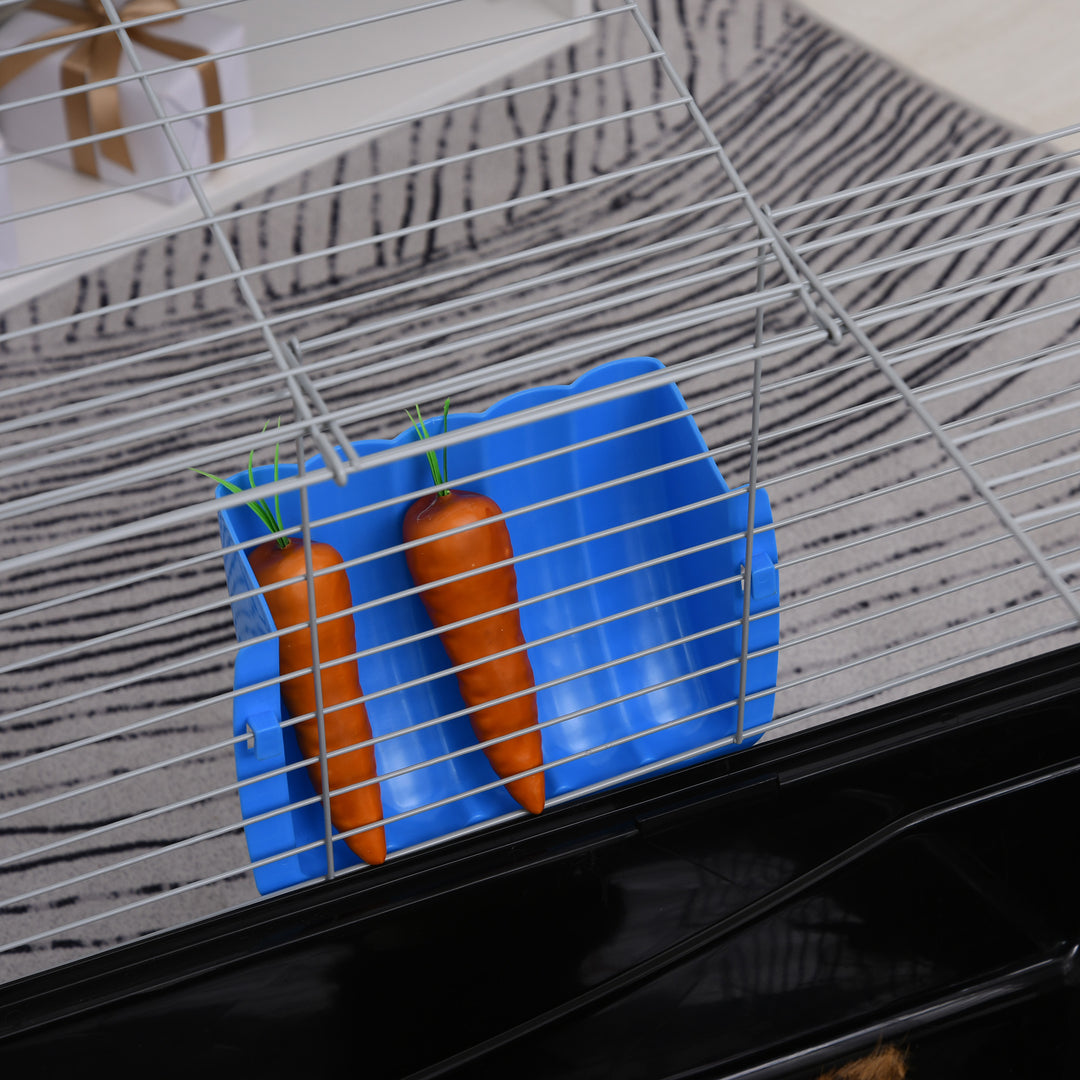 PawHut Steel Medium 2-Tier Small Animal Cage w/ Accessories Blue/Orange