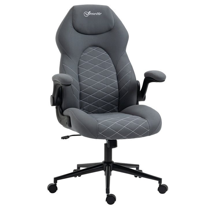 Office Chair w/ Flip Up Armrests, Swivel Seat Dark Grey