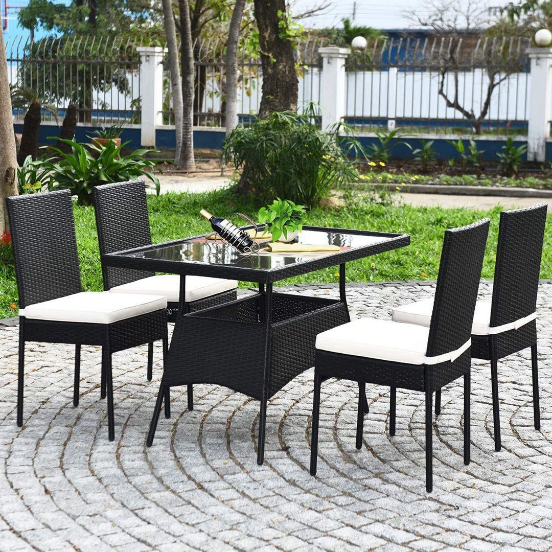 Dining Set  with Tempered Glass Top and Removable Cushions