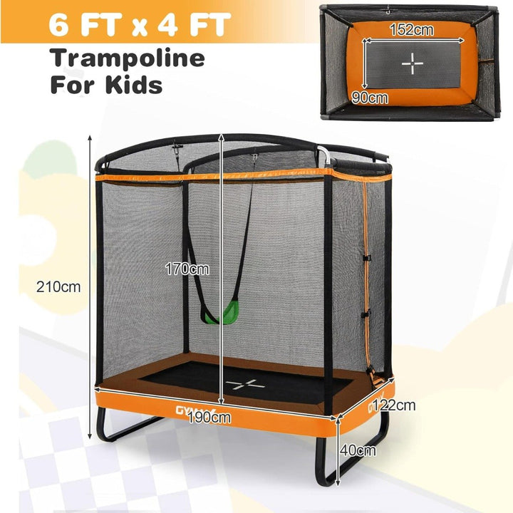 6 Feet Kids Trampoline with Swing and Enclosure Safety Net-Orange