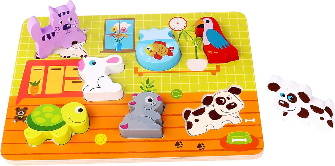 Andreu Toys 921 TKC480 EA Wooden Chunky Puzzle Pets, Multi-Colored, 29.5 x 21 x 1.7 cm