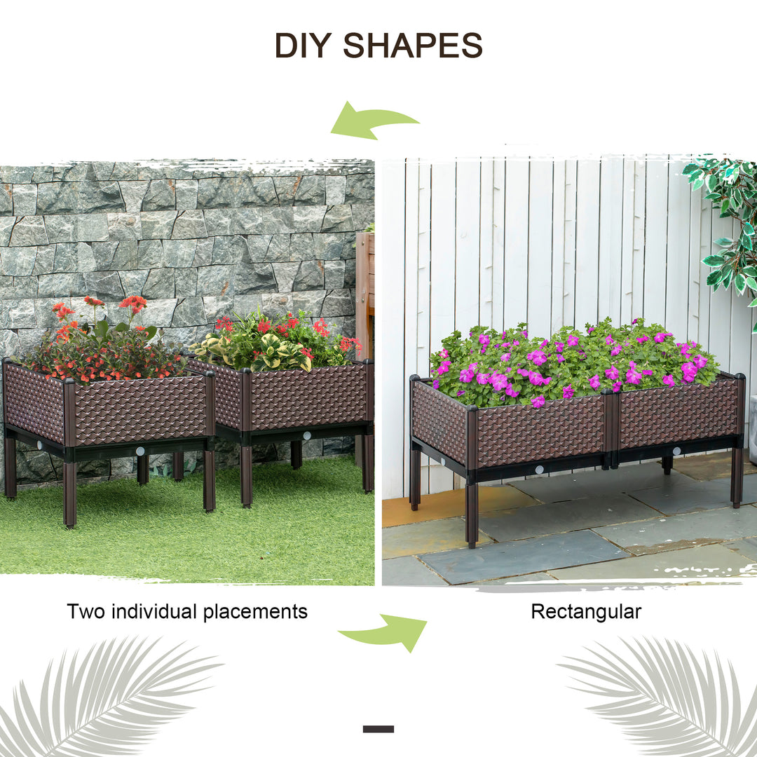 50cm x 50cm x 46.5cm Set of 2 Garden Raised Bed, Elevated Planter Box, Flower Vegetables Planting Container with Self-Watering Design