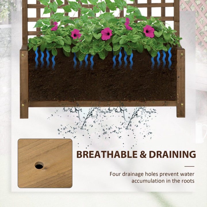 Wood Planter with Trellis for Vine Climbing, Raised Garden Bed, Privacy Screen for Backyard, Patio, Deck, Coffee